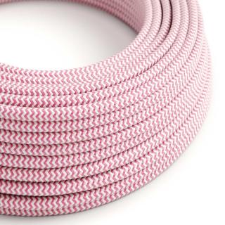 Opletený kabel se vzorem ZigZag Fuchsia Pink and White RZ08 Průřez: 2 x 0,75 mm
