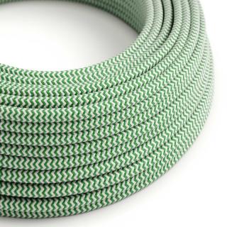 Opletený kabel se vzorem ZigZag Grass Green and White RZ06 Průřez: 2 x 0,75 mm