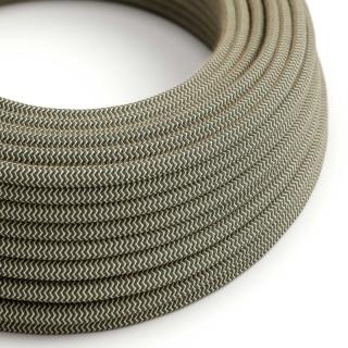 Opletený kabel se vzorem ZigZag Green Thyme and Beige RD74 Průřez: 3 x 0,75 mm