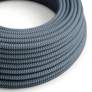 Opletený kabel se vzorem ZigZag Stone Grey and Ocean Blue RZ25 Průřez: 2 x 0,75 mm