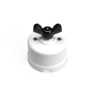 Porcelánový vypínač bílý otočný BUTERFLY Barva: černá