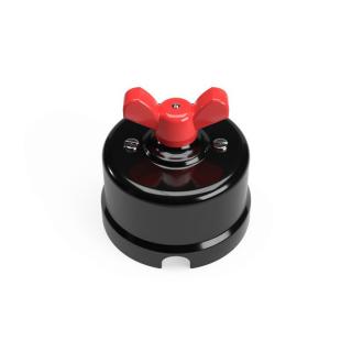 Porcelánový vypínač černý otočný BUTERFLY Barva: červená