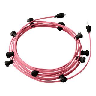 Venkovní světelný řetěz 12,5m na žárovky 10xE27 Lumet IP44 Barva: růžová CM16