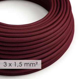 Vínový textilní kabel 3x1,5mm Bordeaux RM19 - lesklý