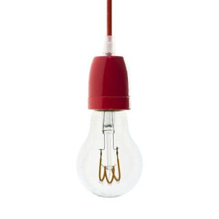 Závěsná objímka E27 s kabelem 1,2m Porcelain Color Barva: červená, Žárovka: bez žárovky