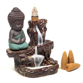 Ancient Wisdom Stojan na vonné kužely Tekoucí dým malý Buddha