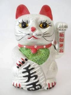 Čínská kočka stříbrná 12 x 17  cm