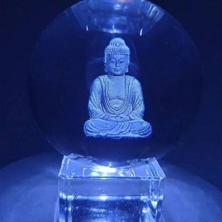 Křišťálová koule s Buddhou 60 mm