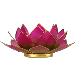 Magic Spell Svícen lotos zeleno růžový se zlatými okraji 13,5 cm