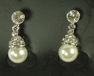 Náušnice s perlou a křišťálem