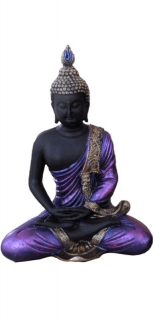 Soška Buddha černo fialový 21,5 cm