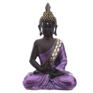 Soška Buddha fialový meditující 28 cm