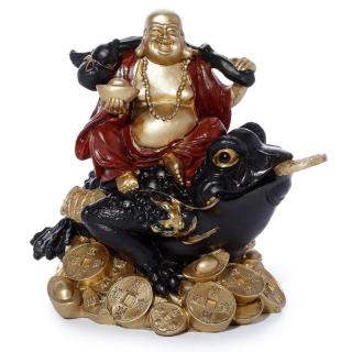 Soška Buddha na žábě 15 cm