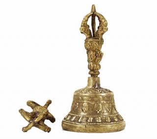 Tibetský zvonek a dordže zlatý 5 x 11 cm