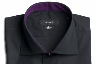 Černá pánská košile s fialovou kontrastní látkou Velikost veliko Velikost: veliko