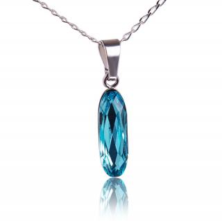 Náhrdelník Baguette Long s krystalem Light Turquoise (Stříbrný náhrdelník s krystalem)