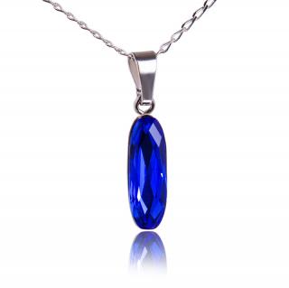 Náhrdelník Baguette Long s krystaly Majestic Blue (Stříbrný náhrdelník s krystalem)