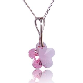 Náhrdelník Flower s krystalem Light Rose (Stříbrný náhrdelník s krystalem)