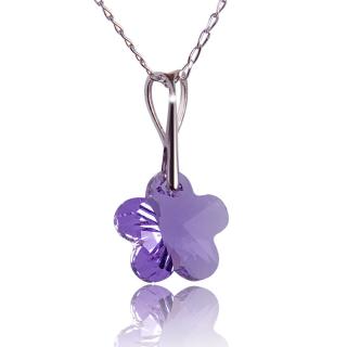 Náhrdelník Flower s krystalem Violet (Stříbrný náhrdelník s krystalem)