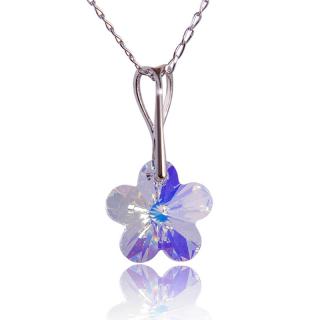 Náhrdelník Flower s krystaly Aurore Boreale (Stříbrný náhrdelník s krystaly)