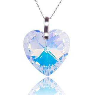 Náhrdelník Heart s krystaly Aurore Boreale (Stříbrný náhrdelník s krystaly)