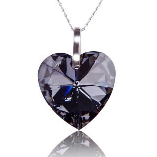 Náhrdelník Heart s krystaly Silver Night (Stříbrný náhrdelník s krystaly)