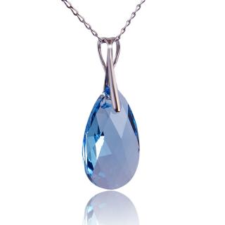 Náhrdelník Kapka s krystaly Aquamarine (Stříbrný náhrdelník s krystaly)
