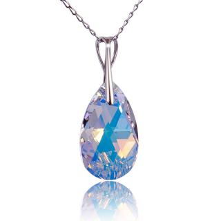 Náhrdelník Kapka s krystaly Aurore Boreale (Stříbrný náhrdelník s krystaly)