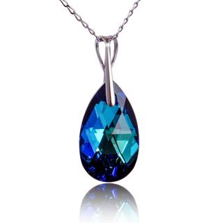 Náhrdelník Kapka s krystaly Bermuda Blue (Stříbrný náhrdelník s krystaly)