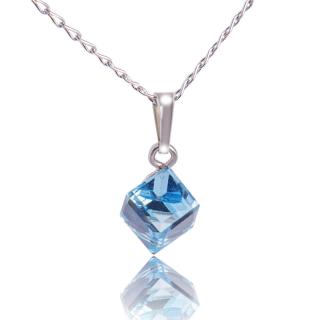 Náhrdelník Kostička Aquamarine (Stříbrný náhrdelník s krystalem)