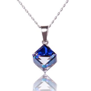 Náhrdelník Kostička Bermuda Blue (Stříbrný náhrdelník s krystalem)