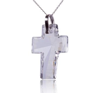 Náhrdelník Kříž s krystalem Crystal (Stříbrný náhrdelník s krystalem)
