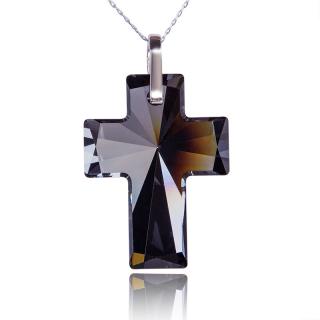 Náhrdelník Kříž s krystalem Silver Night (Stříbrný náhrdelník s krystalem)