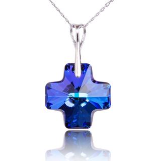 Náhrdelník Kříž s krystaly Heliotrop (Stříbrný náhrdelník s krystaly)