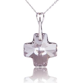 Náhrdelník Kříž s krystaly Metalic Silver (Stříbrný náhrdelník s krystaly)