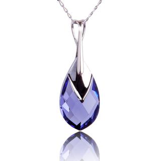 Náhrdelník Metalická Kapka s krystalem Tanzanit (Stříbrný náhrdelník s krystalem)