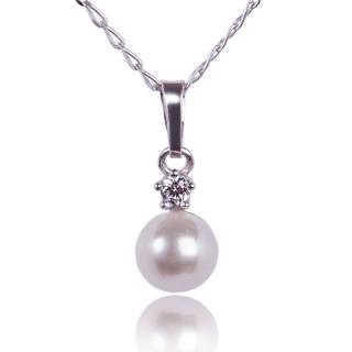 Náhrdelník Perla White Pearl (Stříbrný náhrdelník s perlou)