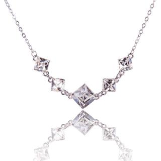 Náhrdelník Princess Square s krystaly Crystal (Stříbrný náhrdelník s krystaly)