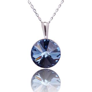 Náhrdelnik Rivoli s krystalem Denim Blue (Stříbrný náhrdelník s krystalem)