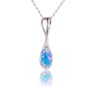 Náhrdelník s krystalem Briolette Aurore Boreale (Stříbrný náhrdelník s krystalem)