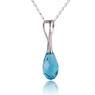 Náhrdelník s krystalem Briolette Light Turquoise (Stříbrný náhrdelník s krystalem)
