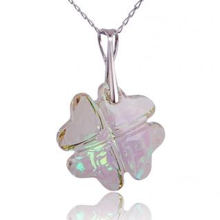 Náhrdelník s krystalem Clover Luminous Green (Stříbrný náhrdelník s krystalem)