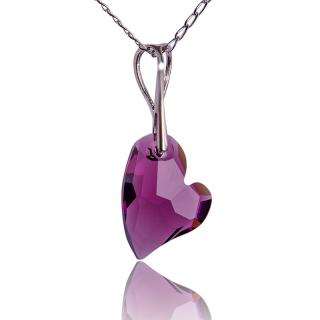 Náhrdelník s krystalem Devoted 2U Heart Amethyst (Stříbrný náhrdelník s krystalem)