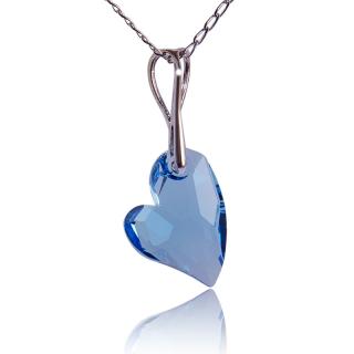 Náhrdelník s krystalem Devoted 2U Heart Aquamarine (Stříbrný náhrdelník s krystalem)
