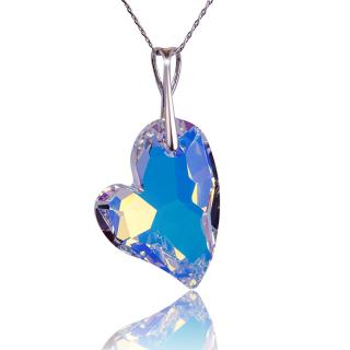 Náhrdelník s krystalem Devoted 2U Heart Aurore Boreale (Stříbrný náhrdelník s krystalem)
