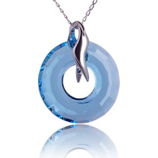 Náhrdelník s krystalem Disk Aquamarine (Stříbrný náhrdelník s krystalem)
