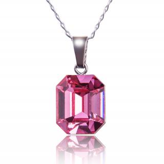 Náhrdelnik s krystalem Octagon Rose (Stříbrný náhrdelník s krystalem)