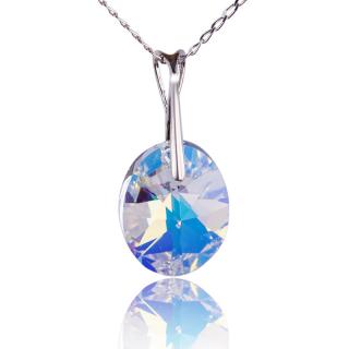 Náhrdelník s krystalem Oval Aurore Boreale (Stříbrný náhrdelník s krystalem)