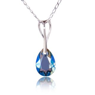 Náhrdelník s krystalem Pear Cut Aquamarine Shimmer (Stříbrný Náhrdelník s krystalem)