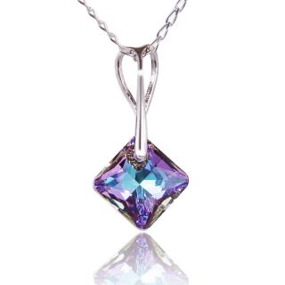 Náhrdelník s krystalem Princess Cut Vitrail Light (Stříbrný náhrdelník s krystalem)